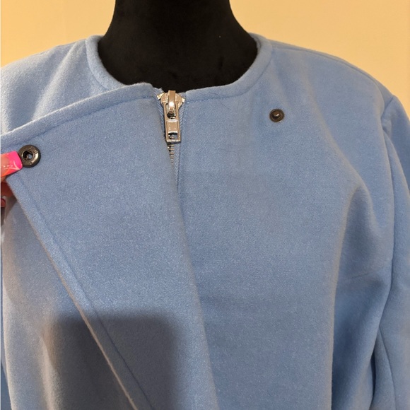 Eloquii Baby Blue Knee Length Belted Trench Coat Size 18/20 - Picture 5 of 11